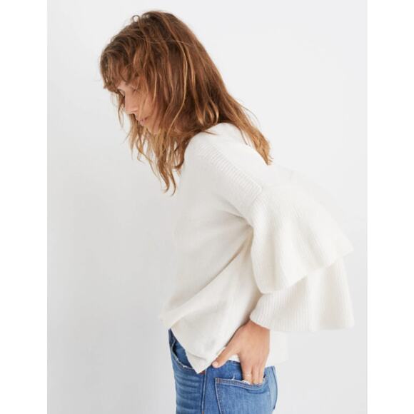 Madewell‎ Layered Sleeve Pullover Coziest Yarn Sweater Antique Cream Size XS - Picture 3 of 12